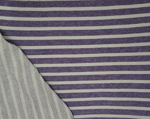French Terry Knit Purple Gray Stripe