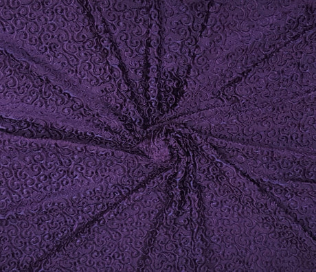 Stretch Velvet Jacquard Purple Swirls