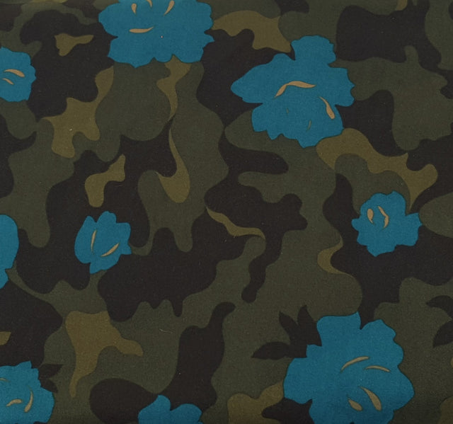 Moleskin Suede Turquoise Floral Print