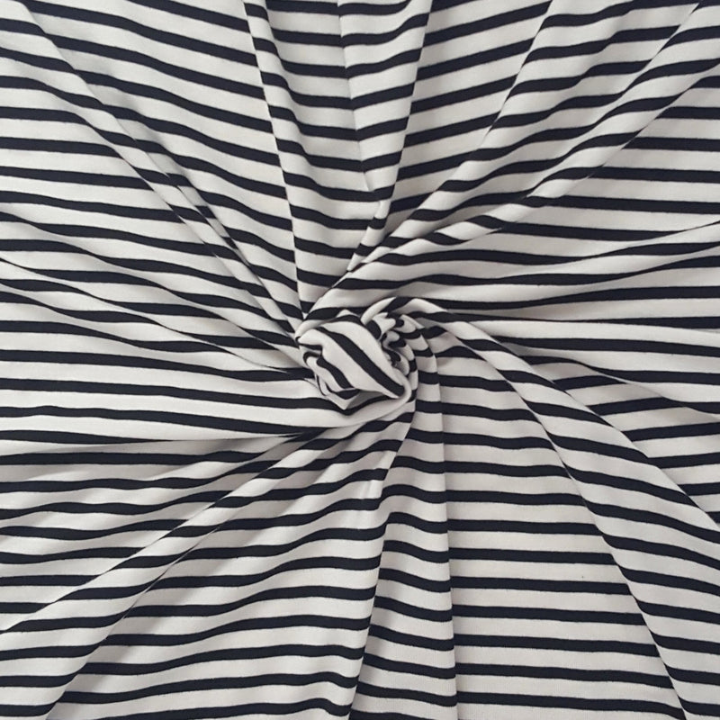 Tencel Spandex Jersey Black Off White Stripe