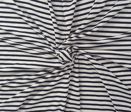 Tencel Spandex Jersey Black Off White Stripe