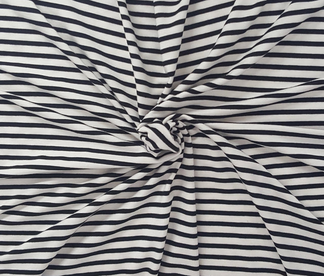 Tencel Spandex Jersey Black Off White Stripe