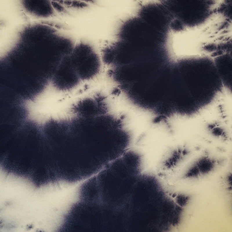 Rayon Spandex Tie-Dye Print Ivory Navy