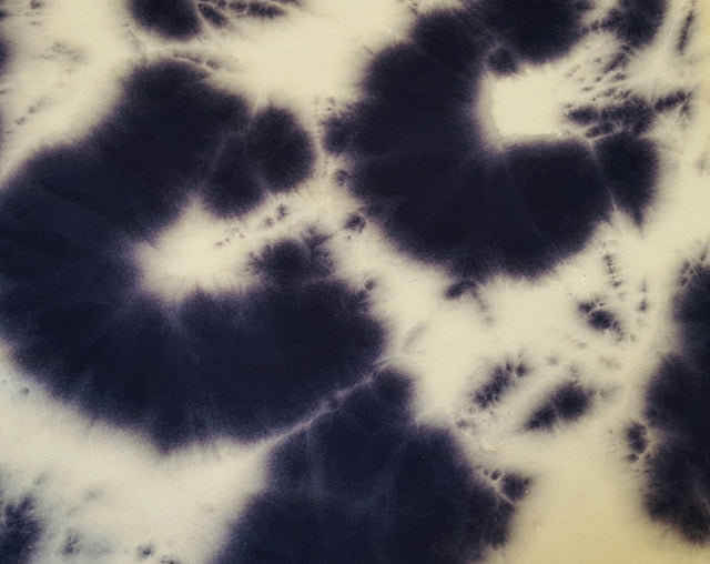 Rayon Spandex Tie-Dye Print Ivory Navy