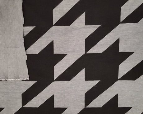 Ponte Roma Knit Black Gray Houndstooth