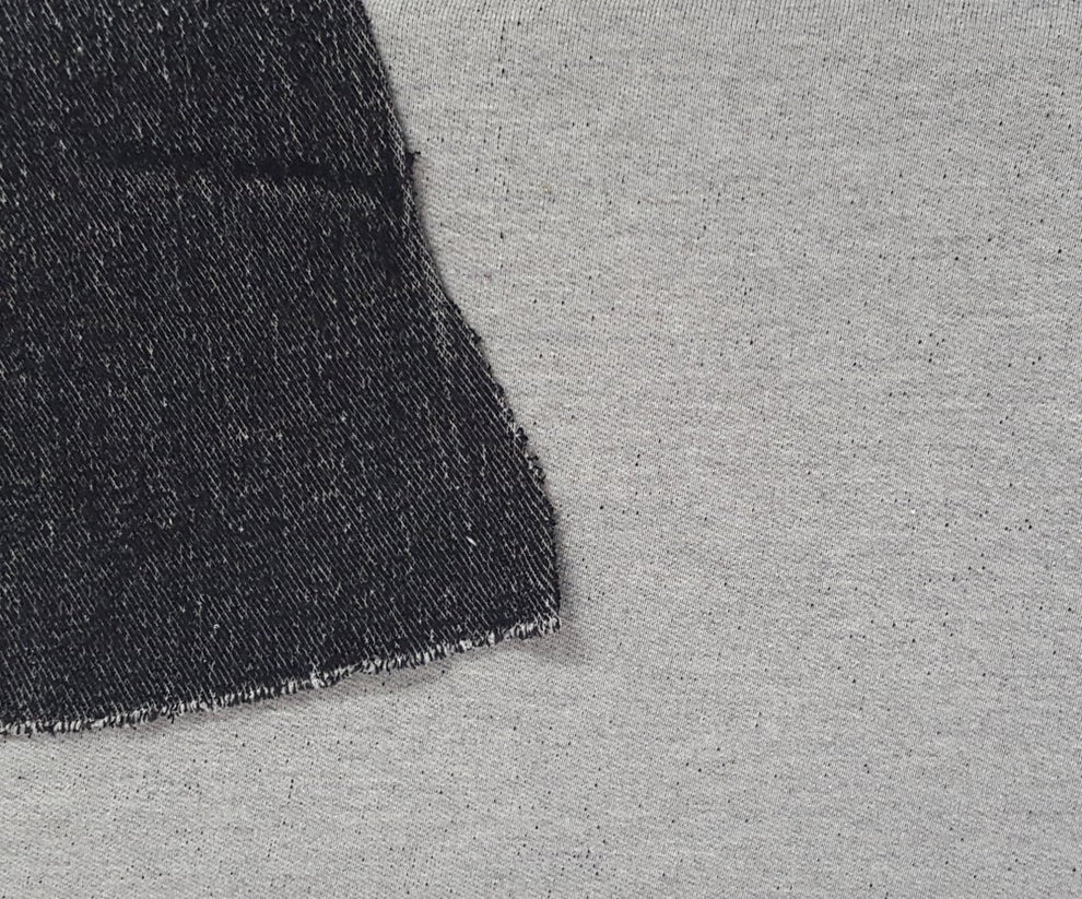 1 Yard Gray Black Yarn Dye French Terry Knit Cotton Blend Soft Stretch Fabric for Hoodies, Joggers, and Loungewear
