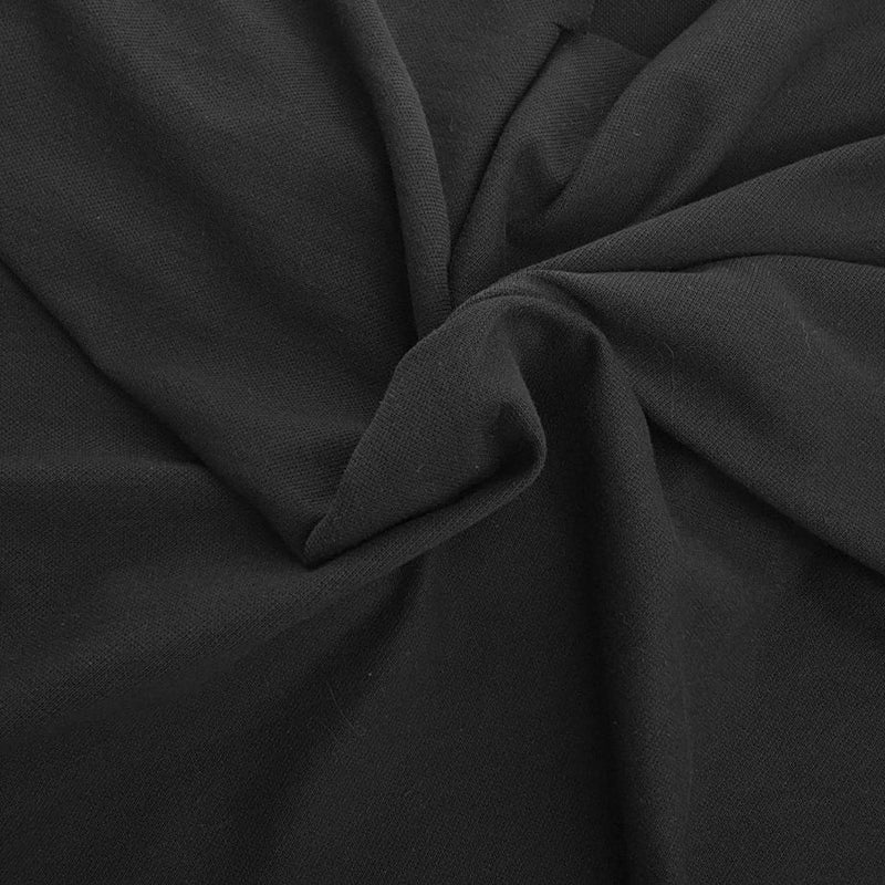 1 Yard Black Combed Cotton Pique Fabric Durable Textured Knit Material 70” Wide