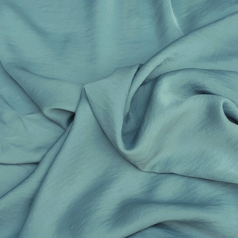 1 Yard Smoke Blue Laundered Tissue Satin Fabric Lightweight Soft Drapey Finish
