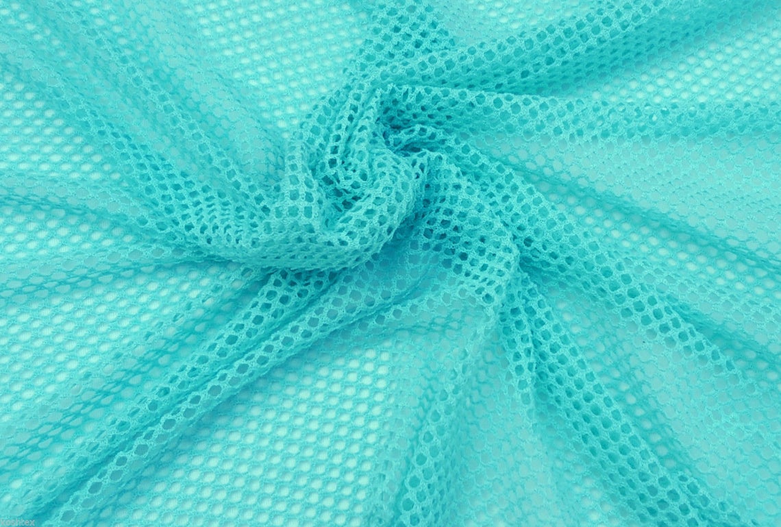 Fishnet Knit Mint Stretch Fabric