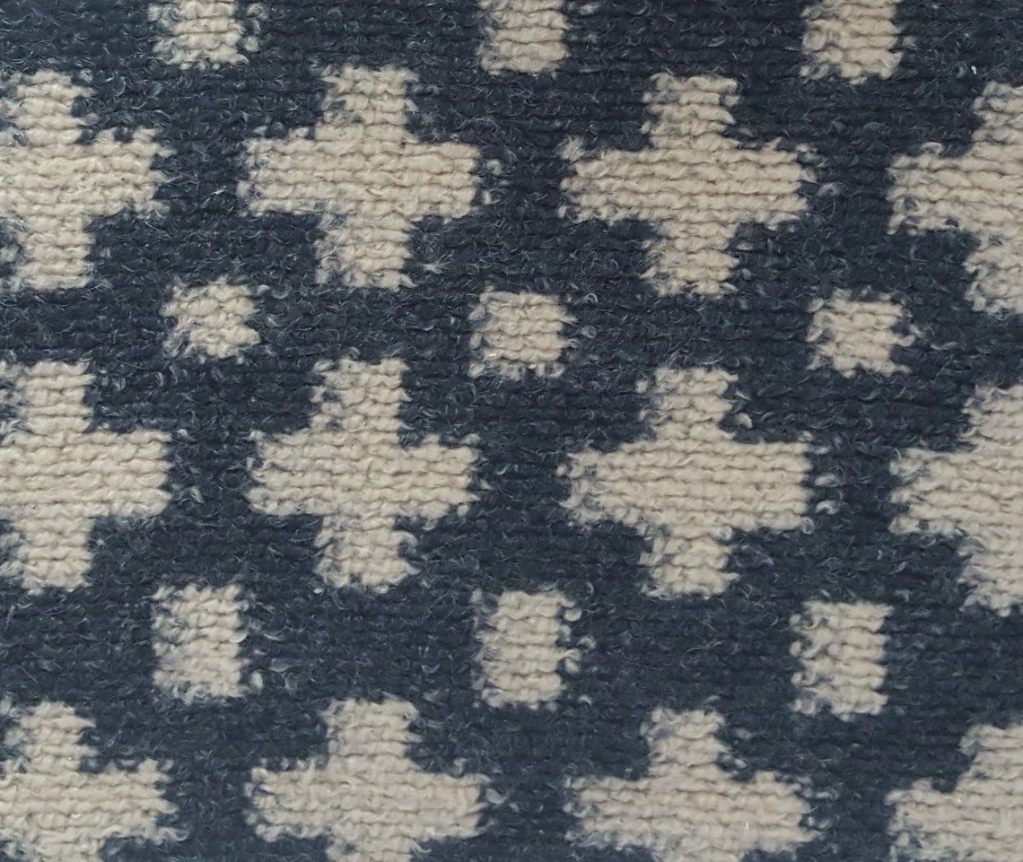 Wool Sweater Knit Cross Pattern Navy Beige