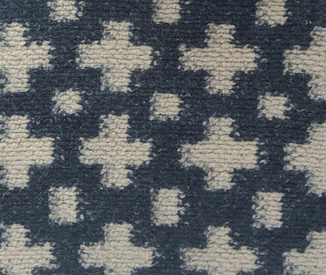 Wool Sweater Knit Cross Pattern Navy Beige