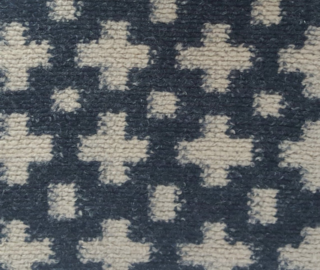 Wool Sweater Knit Cross Pattern Navy Beige