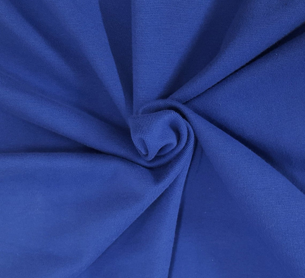 1 Yard Cobalt Blue Cotton Lycra Rib Knit Soft 1x1 Stretch Fabric for Tees, Loungewear