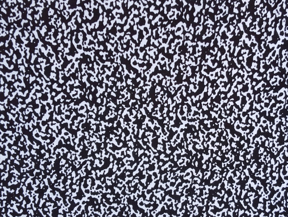 1 Yard Black White Camouflage Print Compact Cotton 1x1 Rib Knit Stretch Ribbed Fabric