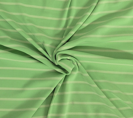Rib Nylon Spandex Green Stripe