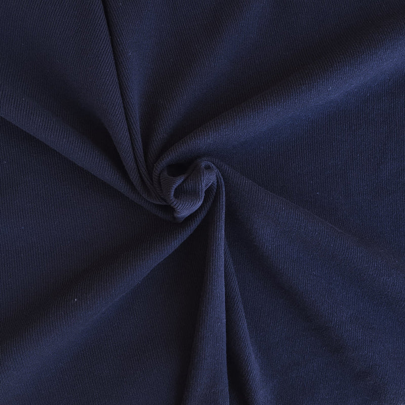 1 Yard Navy Recycled Cotton Poly 1x1 Rib Knit Fabric 70 Inches Wide