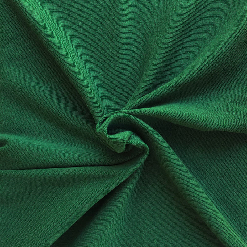 1 Yard Kelly Green Recycled Cotton Poly 1x1 Rib Knit Fabric 64 Inches Wide