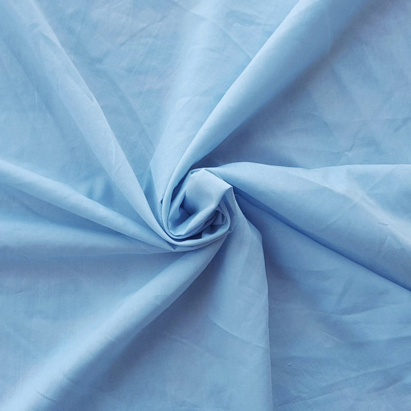 1 Yard Baby Blue Cotton Polyester Poplin Fabric Lightweight Woven Blend for Shirts, Crafts & Décor