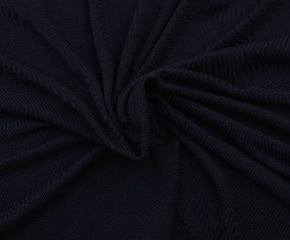 1 Yard Navy 1x1 Rib Siro Modal Spandex Fabric Soft Stretchy Durable Knit