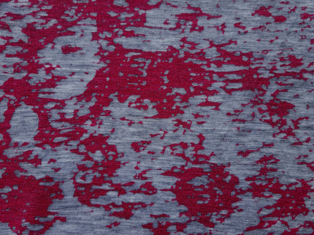 Burnout Jersey Cotton Blend Berry Splatter Print