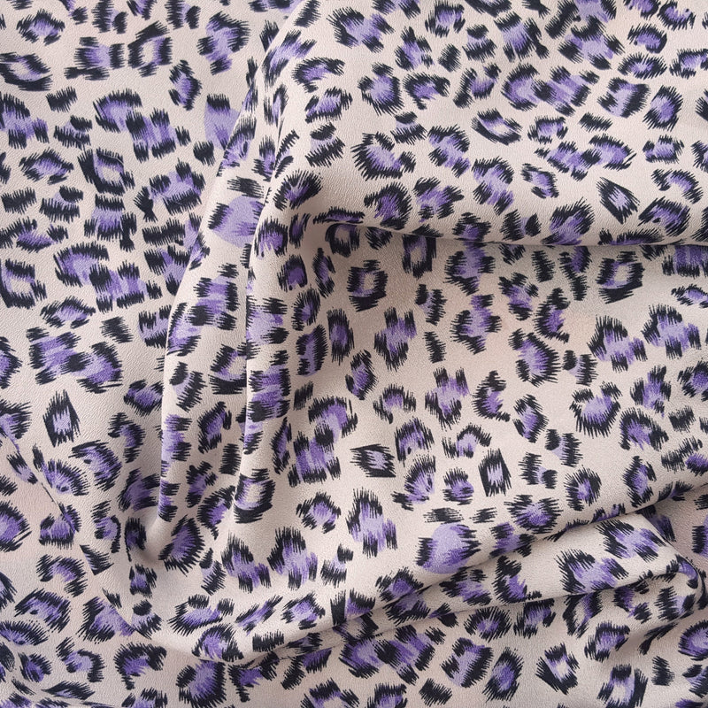 Poly Crepe Purple Cheetah Print
