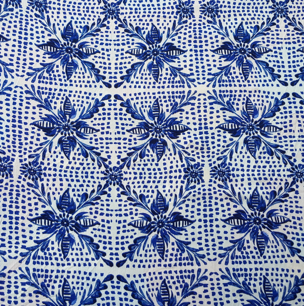 Rayon Crinkle Blue Floral Print