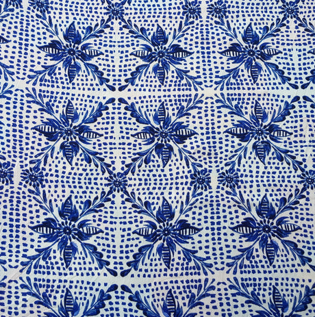 Rayon Crinkle Blue Floral Print