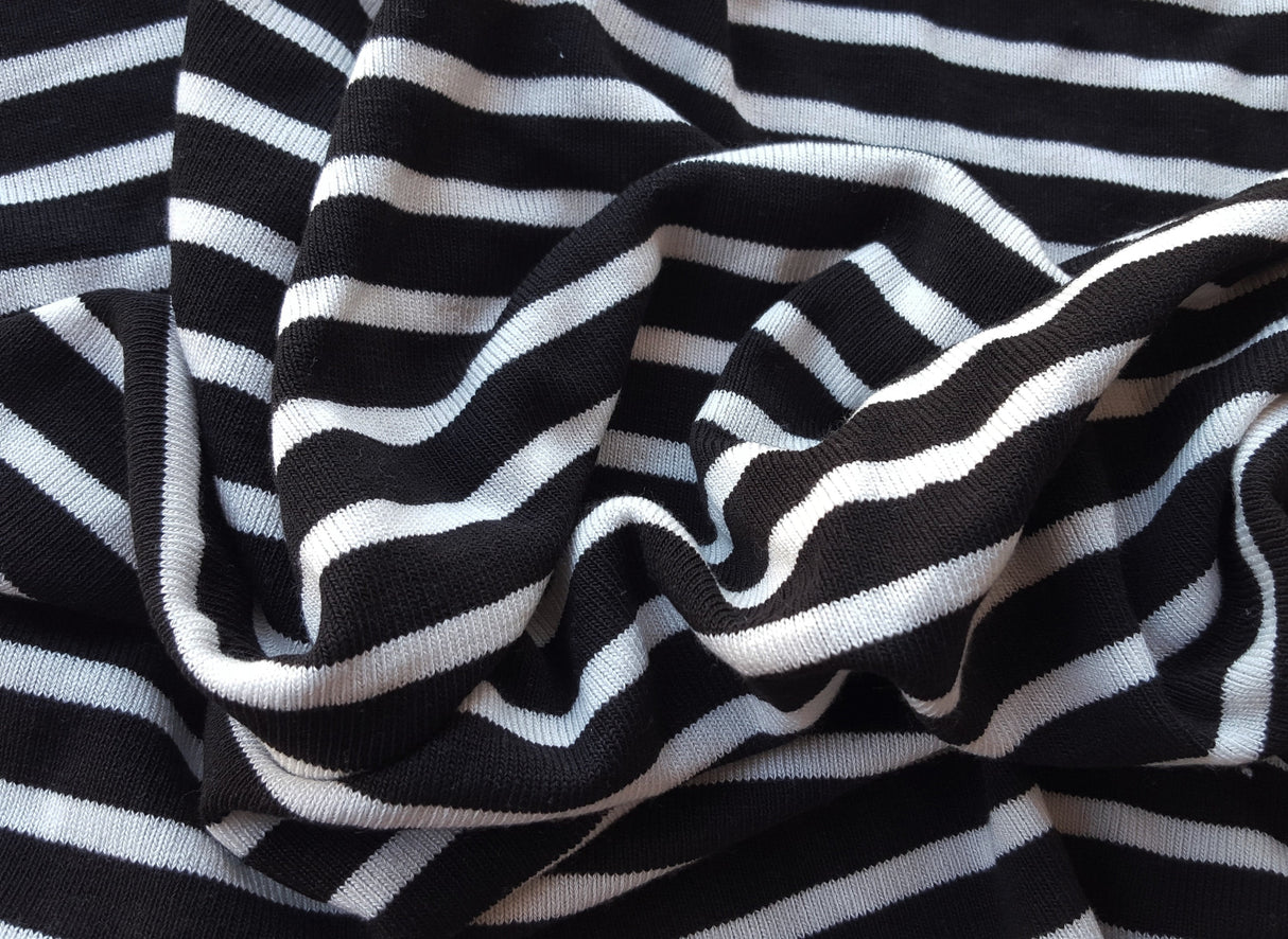 Tencel Spandex Sweater Knit Black White Stripes