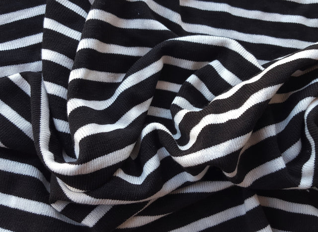 Tencel Spandex Sweater Knit Black White Stripes
