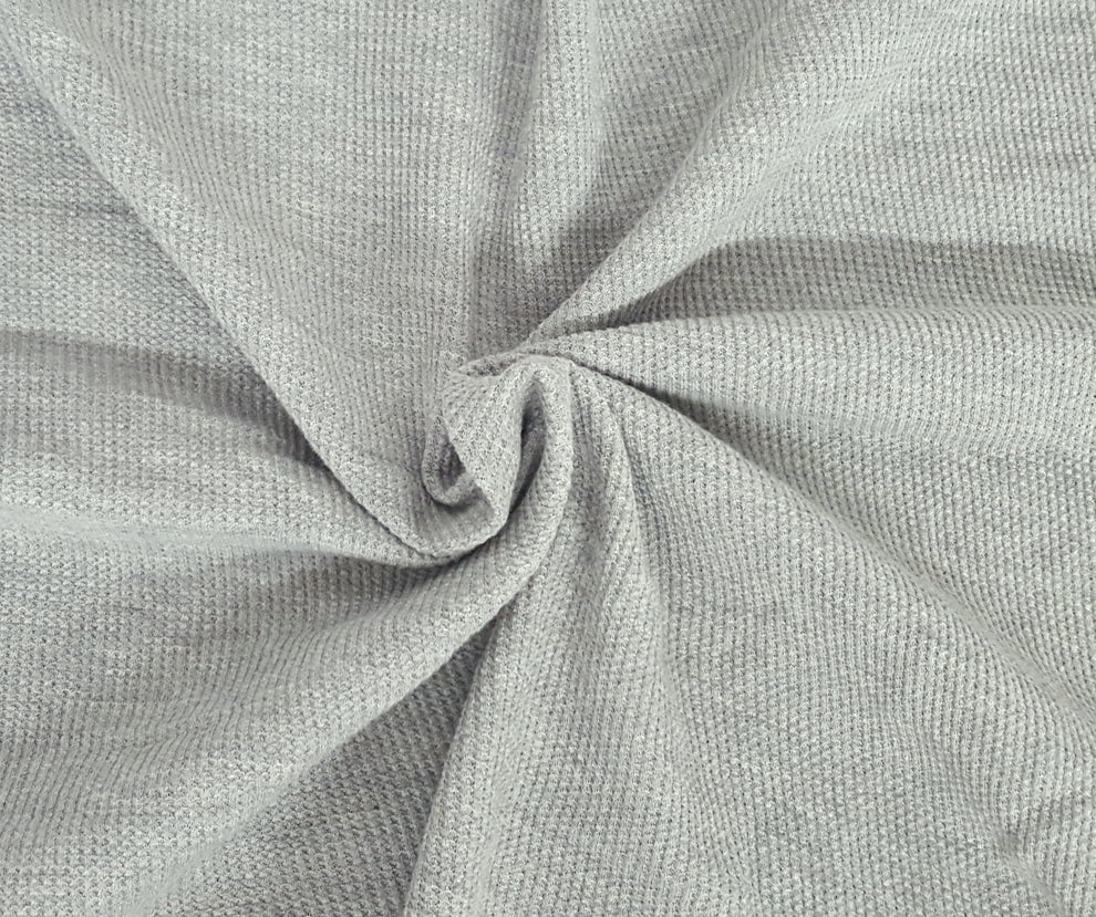 1 Yard Heather Gray Cotton Spandex Thermal Knit Fire Resistant Fabric