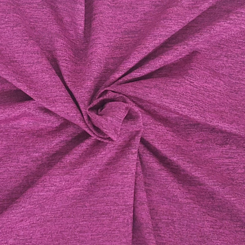 1 Yard Heather Magenta Poly Spandex Jersey Fabric for Activewear, Yoga, and Athleisure Projects