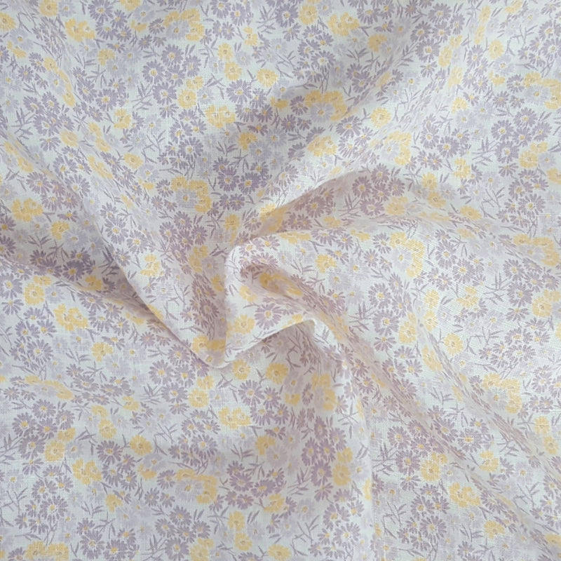 Printed Linen Purple Yellow Sunflower
