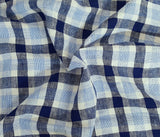 Linen Gingham Blue White Fabric
