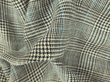 Linen Houndstooth Plaid Black Ivory Blue
