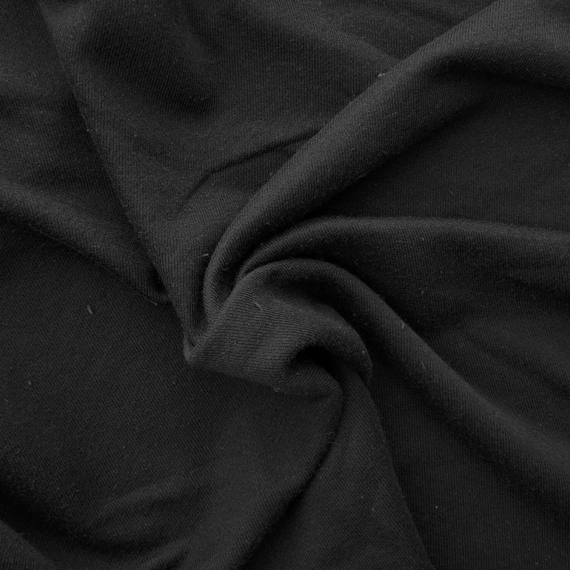 French Terry Knit Black Cotton Rayon