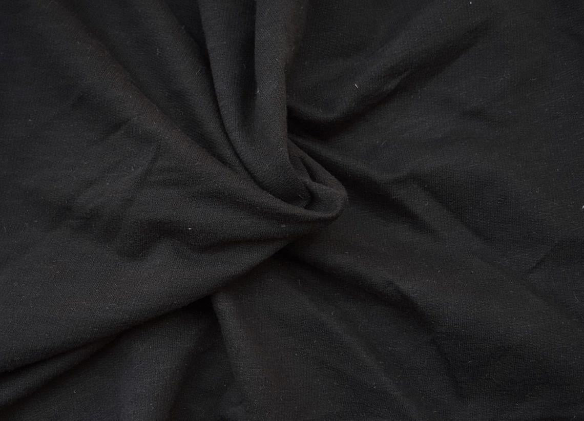 French Terry Knit Black Cotton 220 GSM