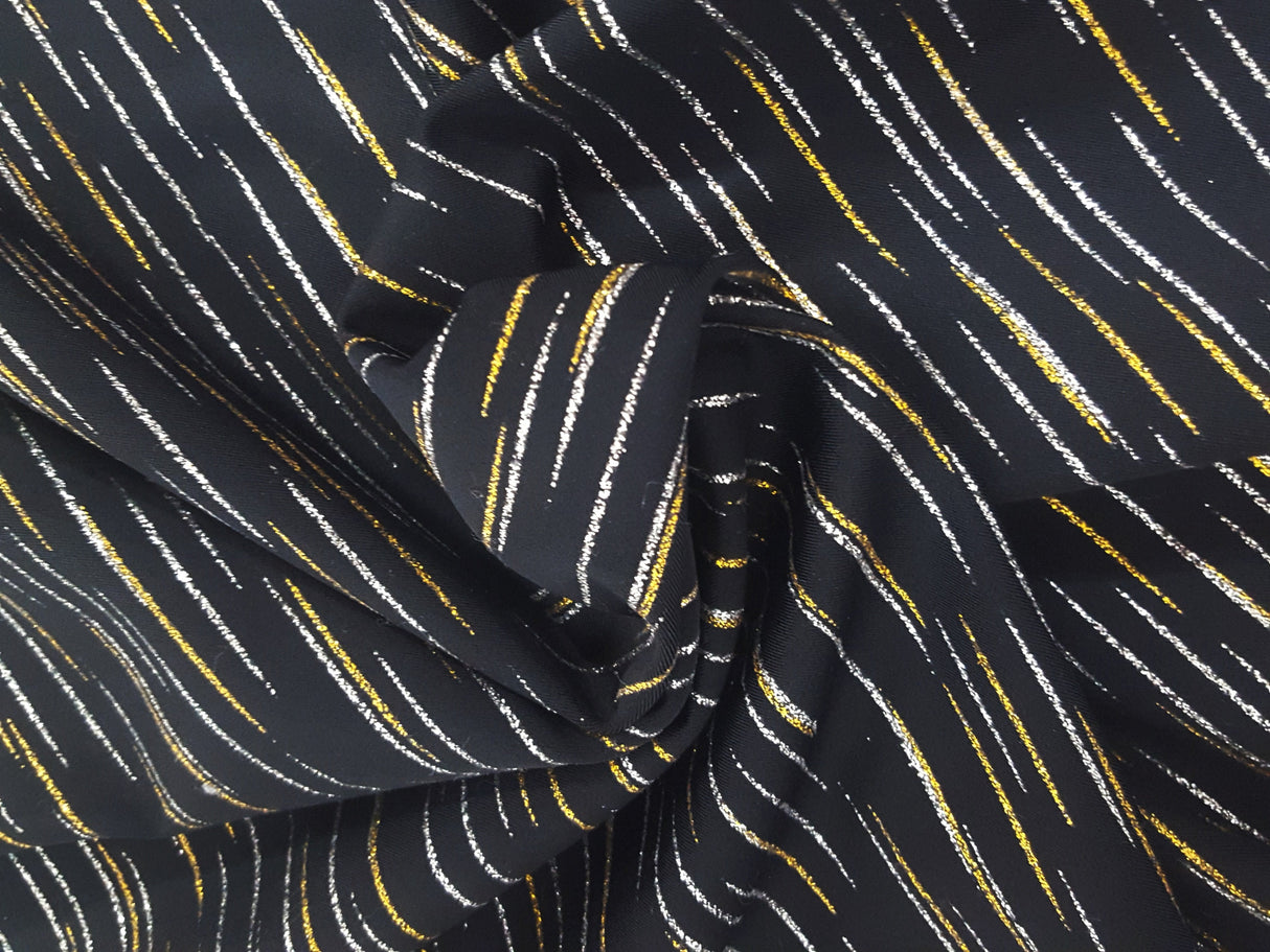Nylon Spandex Black with Gold & Silver Streaks