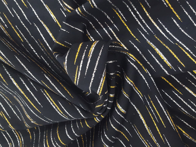 Nylon Spandex Black with Gold & Silver Streaks
