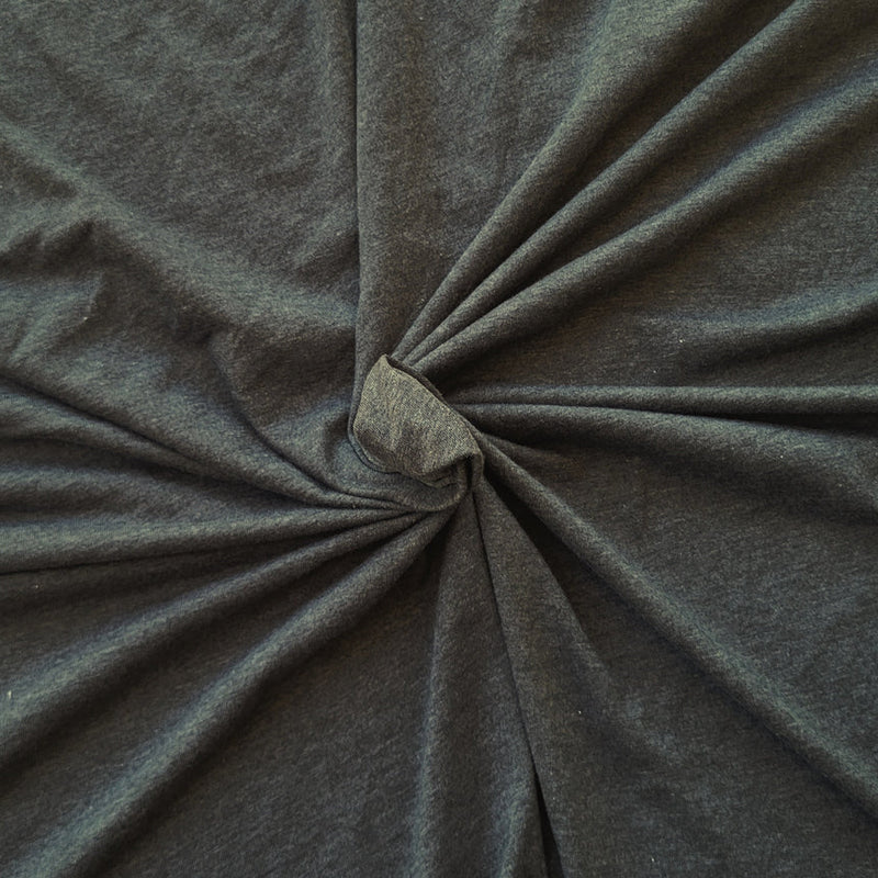 1 Yard Heather Charcoal Polyester Jersey Knit Fabric