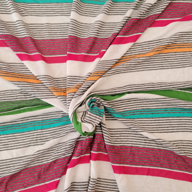 Cotton Jersey Knit Multicolor Stripes