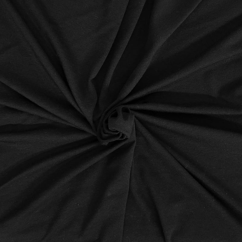 1 Yard Black Modal Cotton Spandex Jersey Knit Fabric Lightweight Stretchy Knit for Tees, Loungewear