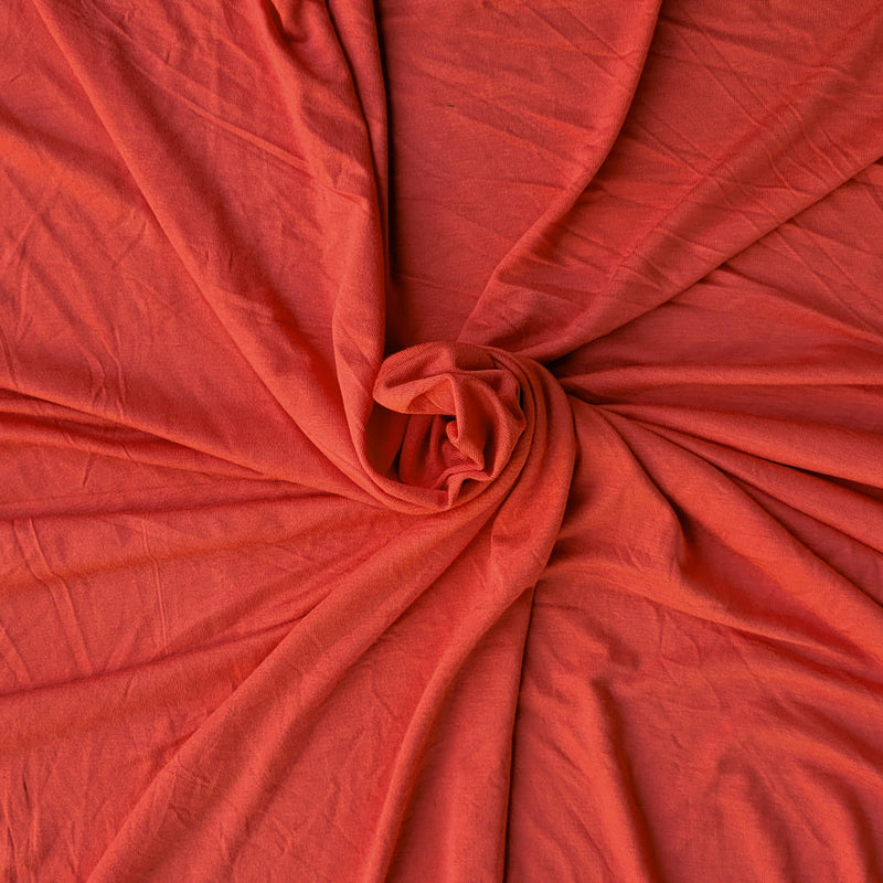 1 Yard Deep Coral Modal Rayon Jersey Knit Fabric Soft Stretch Sewing Apparel Material