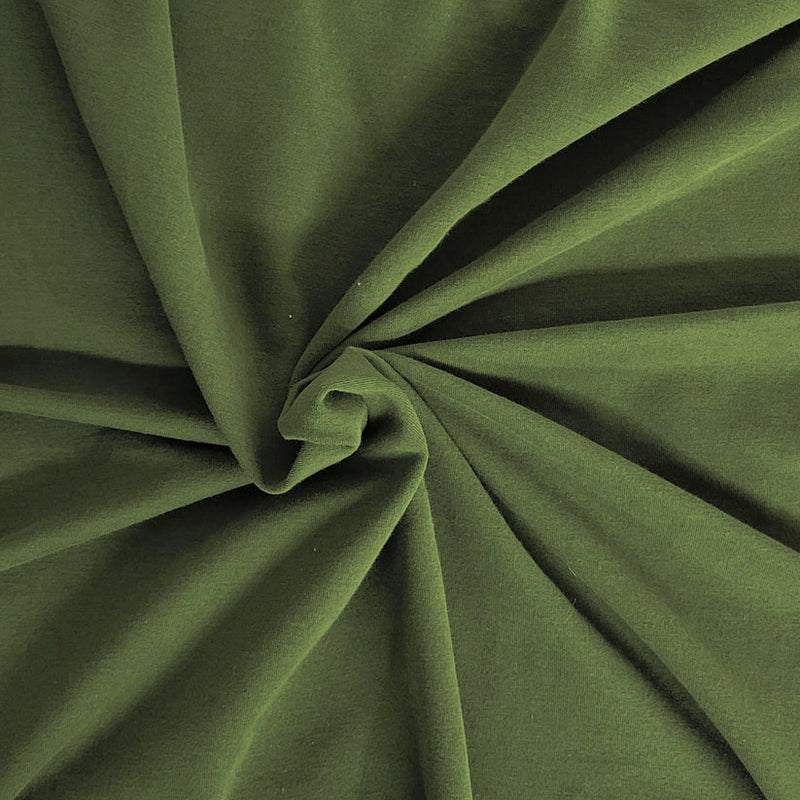 1 Yard Olive Supima Cotton Spandex French Terry Fabric Soft Stretch Knit for Casual Apparel