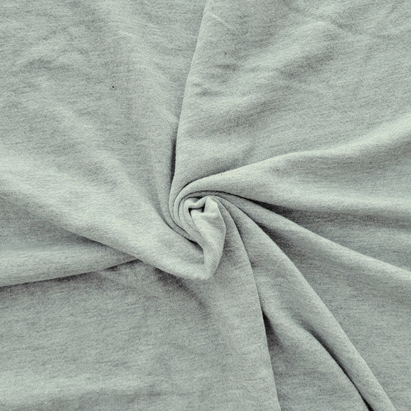 1 Yard Lt. Heather Gray Cotton French Terry Knit Fabric Soft Breathable Lightweight