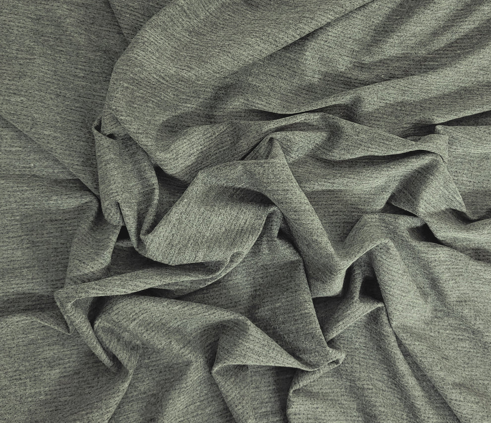 1 Yard Gray Micro Modal Spandex Carbon Mesh Jersey Knit Fabric Lightweight Stretch Material for Breathable Tops & Activewear