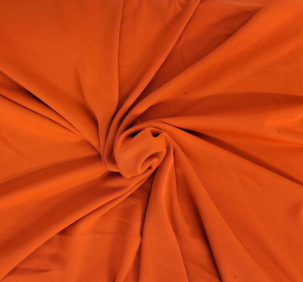 1 Yard Pumpkin Nylon Spandex 1x1 Rib Knit Fabric Stretchy Soft Texture