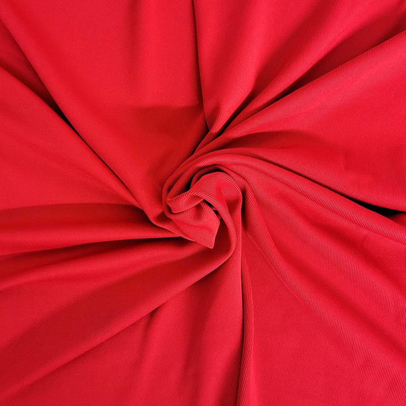1 Yard Bright Red Nylon Spandex 1x1 Rib Knit Fabric Vibrant Stretch Rib Knit