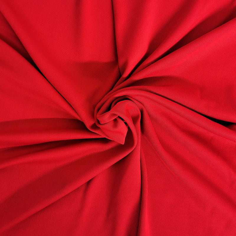 1 Yard Deep Red Nylon Spandex 1x1 Rib Knit Stretch Fabric