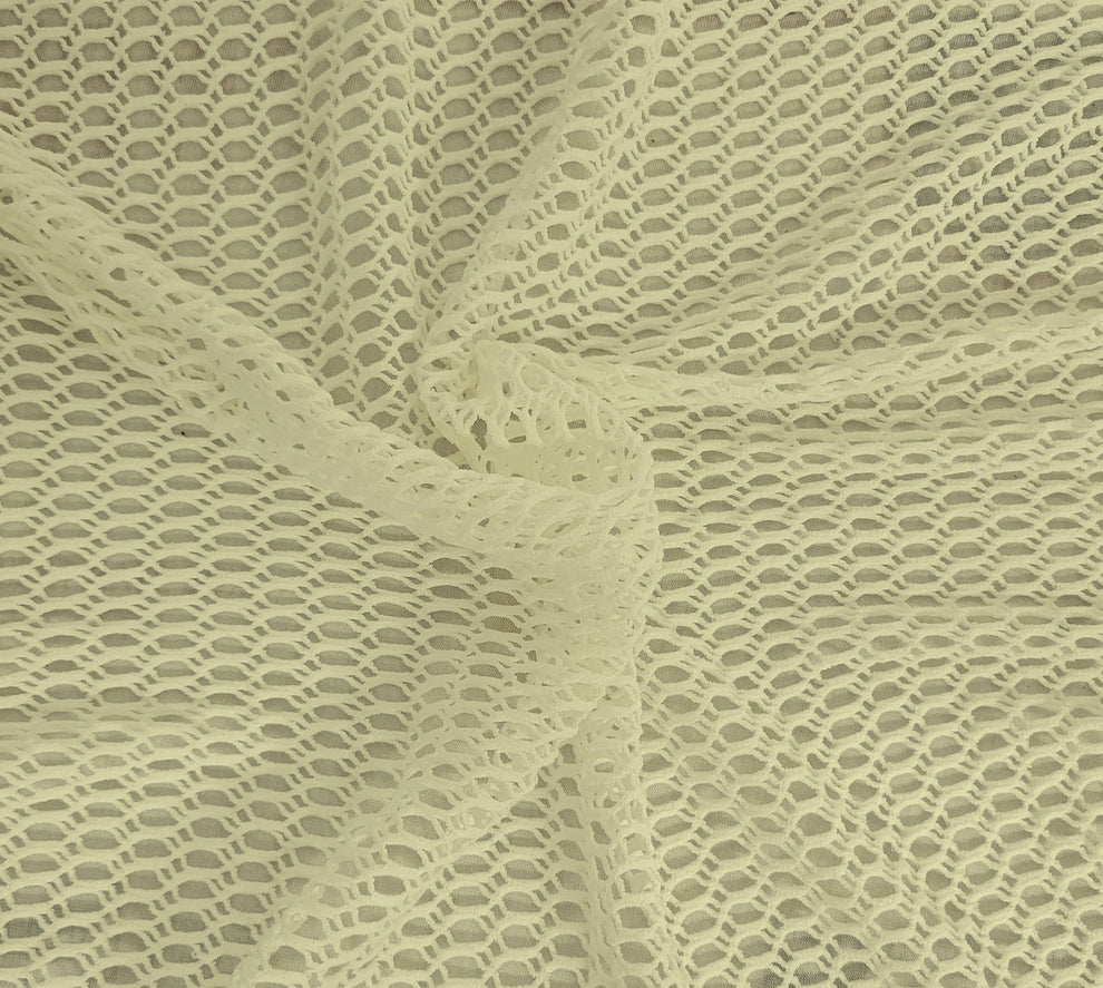 1 Yard Natural Rayon Spandex Fishnet Knit Fabric for Tops, Costumes, Dancewear and Sheer Overlays