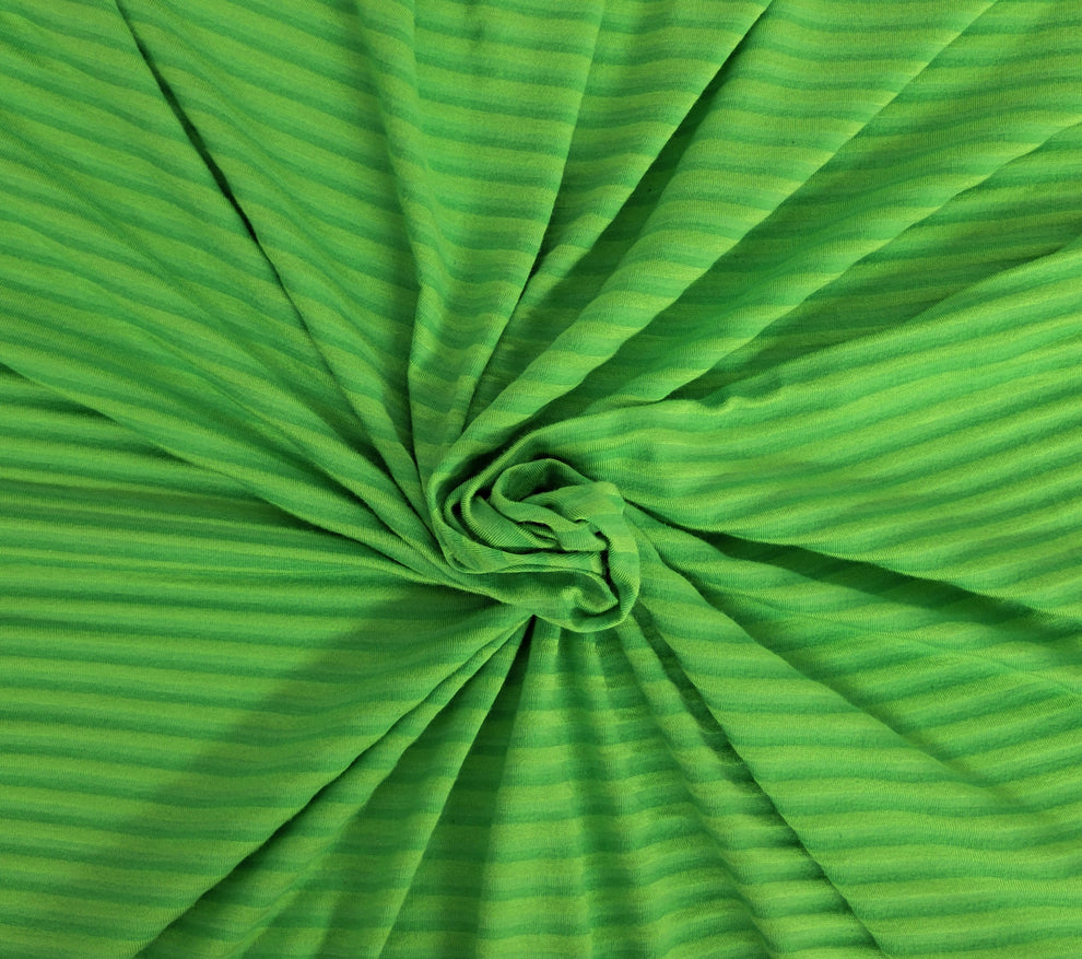 1 Yard Green Stripes Yarn Dye Modal Spandex Jersey Fabric Soft Stretch Knit